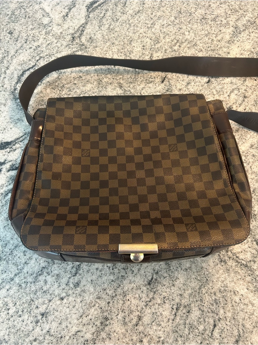 Vintage Louis Vuitton Bastille Messenger Bag with Damier Ebene Canvas with COA